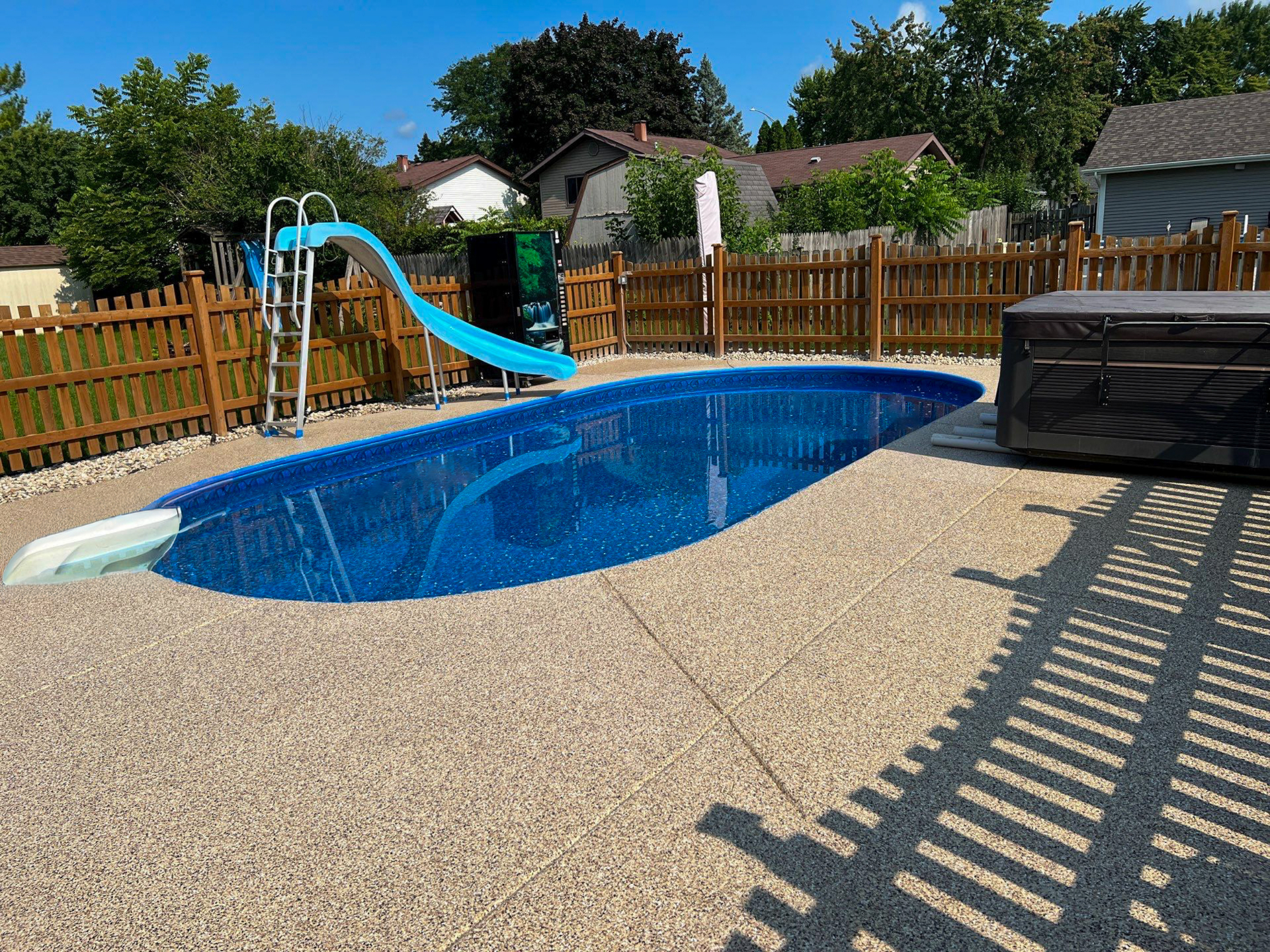 Stamped concrete pool deck